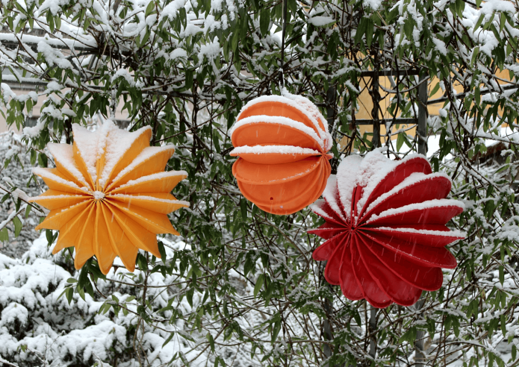 Праздничный декор в саду зимой